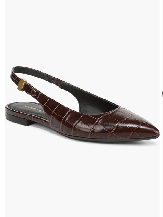 Veronica Beard Shoes - Veronica Beard Chocolate Croc-Embossed Pointed Slingback Flats 8 New $375